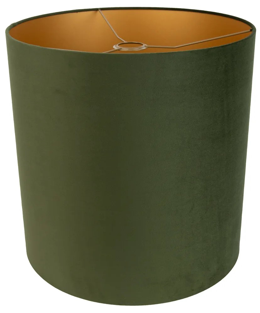 Abajur de Veludo Verde 40/40/40 com Interior Dourado