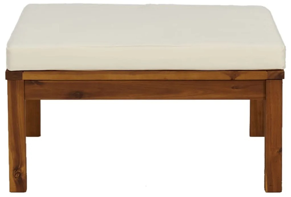 Apoio de pés c/ almofadão branco nata madeira de acácia maciça