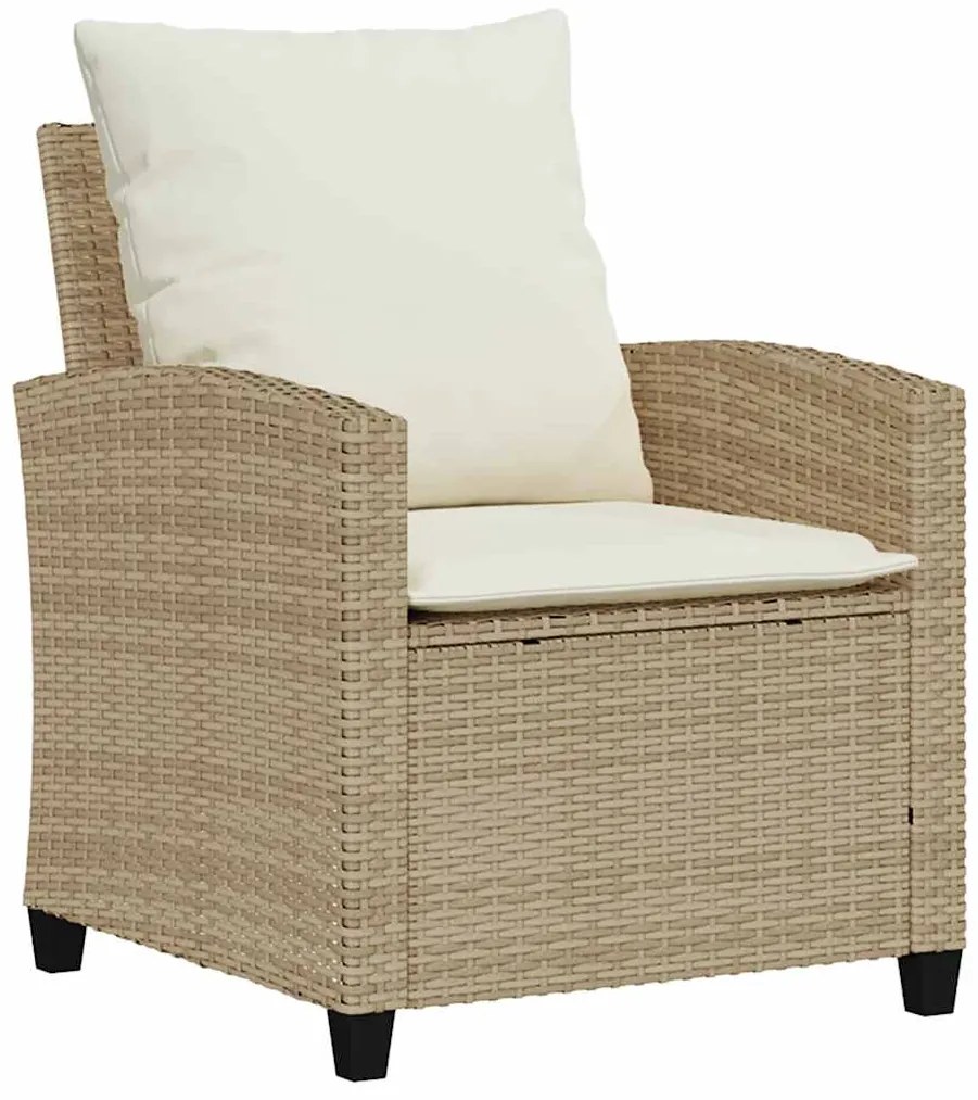 6 pcs conjunto de sofás p/ jardim com almofadões vime PE bege