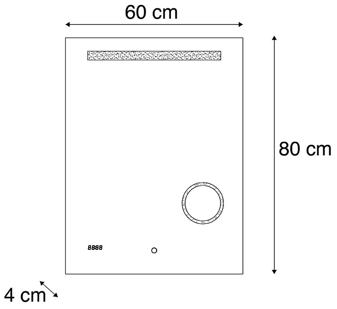 Espelho de banheiro 60x80cm LED dimmer de toque e relógio - MIRAL Moderno