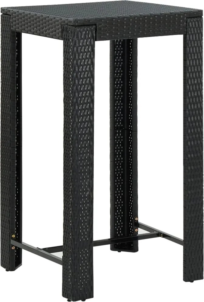 vidaXL Mesa de bar para jardim 60,5x60,5x110,5 cm vime PE preto