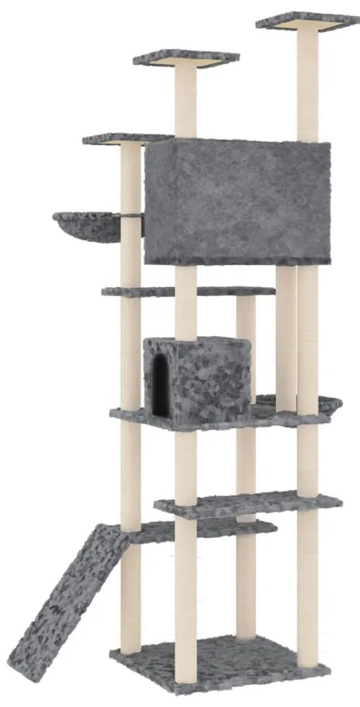 Árvore p/ gatos c/ poste arranhador sisal 191 cm cinza-escuro