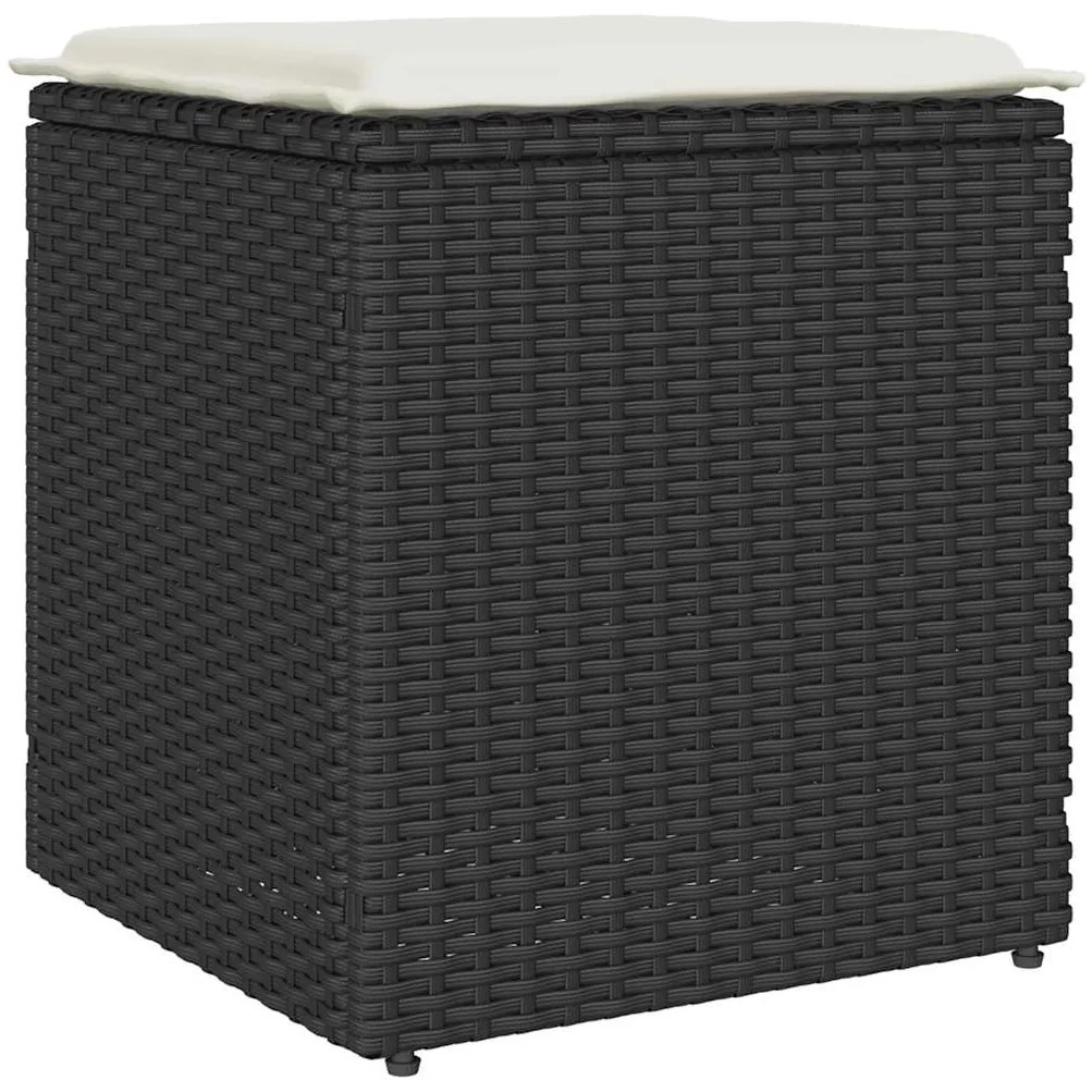 Bancos de jardim com almofadas 2 unid 40x40x43 cm vime PE preto