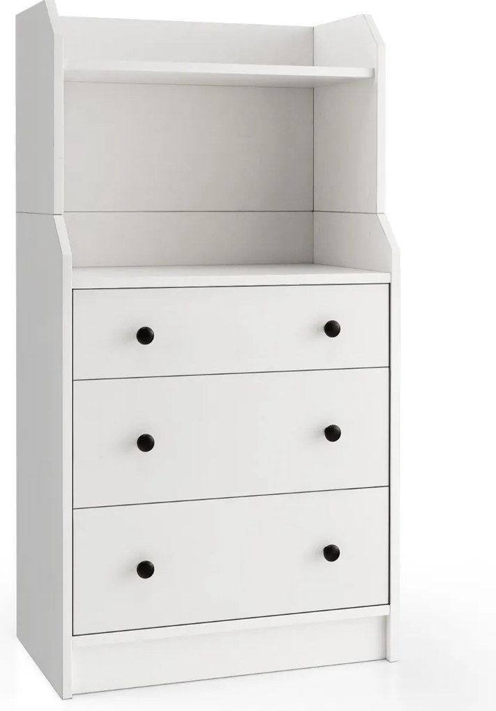Cómoda Bianca com 3 Gavetas e Estantes Abertas – Modelo Bianca | 58x36