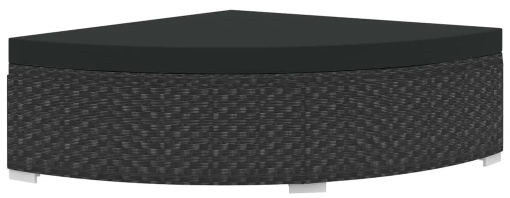 6 pcs conjunto lounge de jardim c/ almofadões vime PE preto