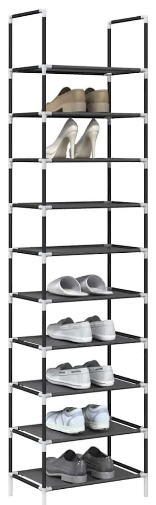 vidaXL Sapateira 10 camadas 44x28x180 cm tecido não tecido preto