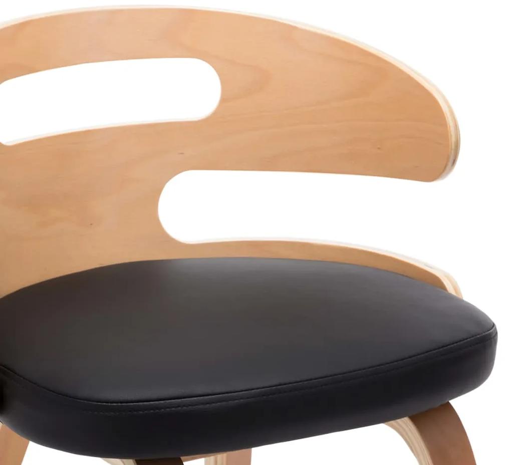 Cadeiras jantar 4 pcs madeira curvada e couro artificial preto