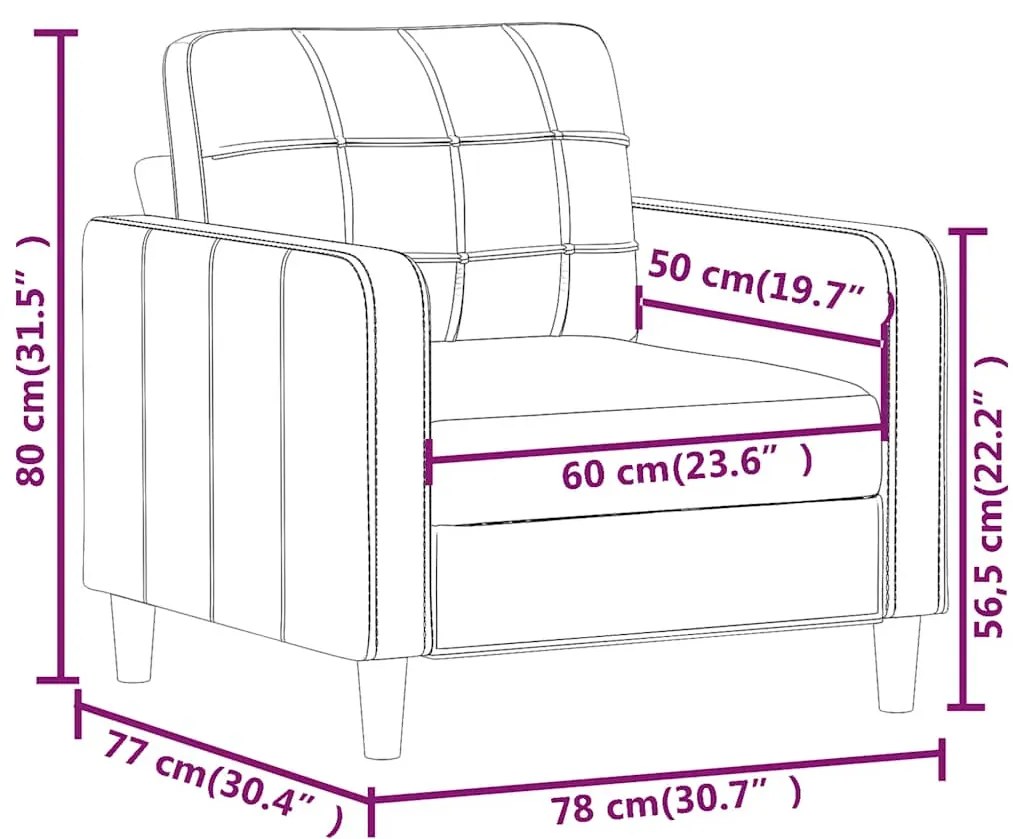 Poltrona 60 cm tecido castanho
