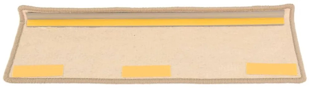 Tapetes de escada autoadesivos 15 pcs 65x21x4 cm bege-escuro