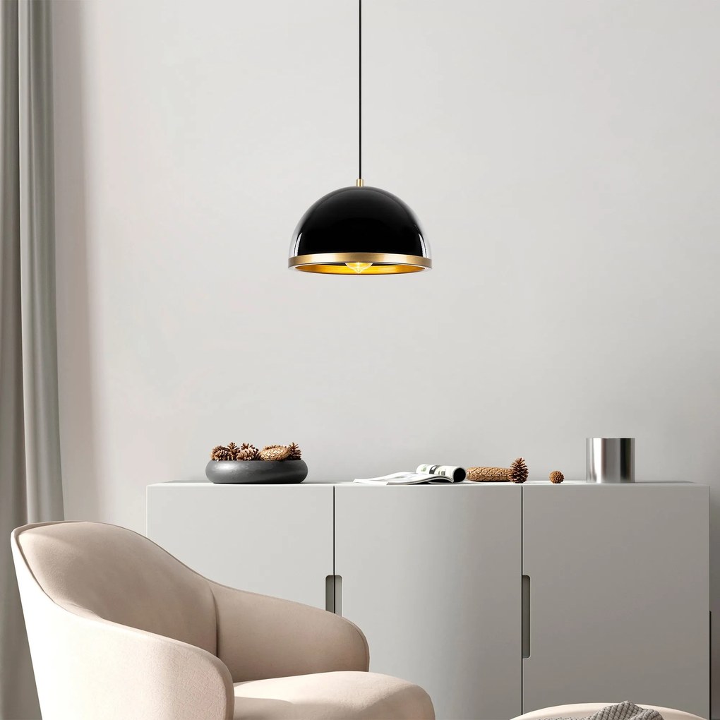 Chandelier Fenerci – Preto e Dourado – 30 x 30 x 21 cm