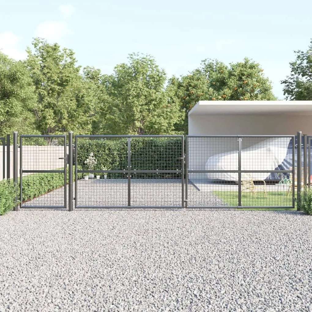vidaXL Portão de rede para jardim 500x175 cm aço galvanizado antracite