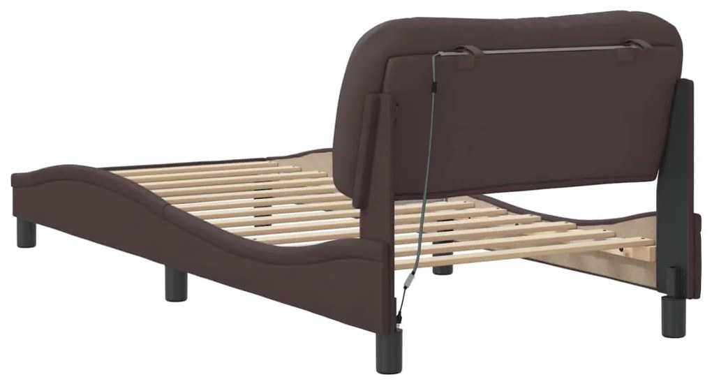 Estrutura de cama com LED sem colchão 90x200 cm tecido