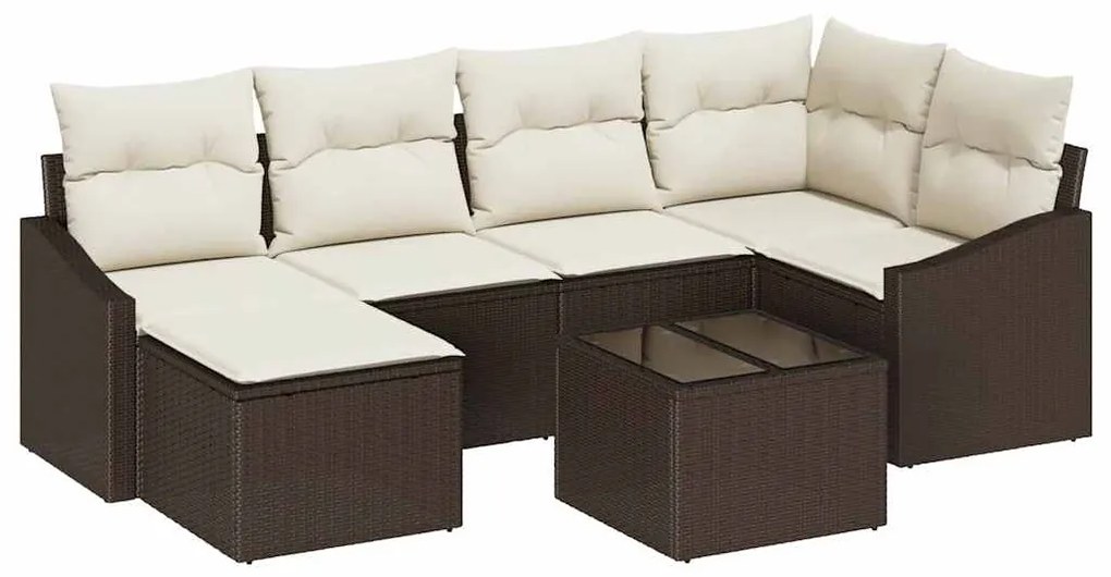 Conjunto de Jantar de Jardim com 6 Peças e Almofadas Cinzas em Polyrat