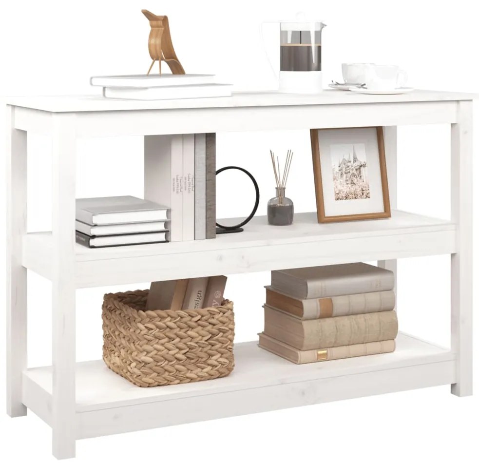 Mesa consola 110x40x74 cm pinho maciço branco