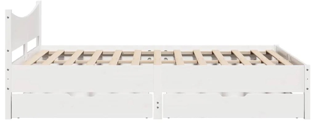 Estrutura de cama com gavetas 140x190 cm pinho maciço branco