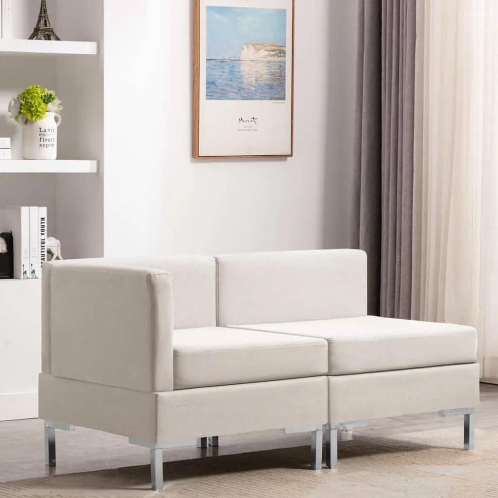 vidaXL 2 pcs conjunto de sofás tecido cor creme