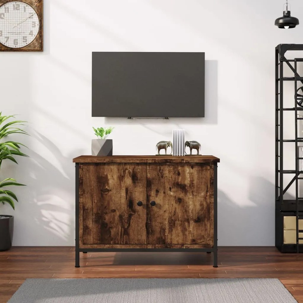 vidaXL Móvel TV c/ portas 60x35x45 cm deriv. madeira carvalho fumado
