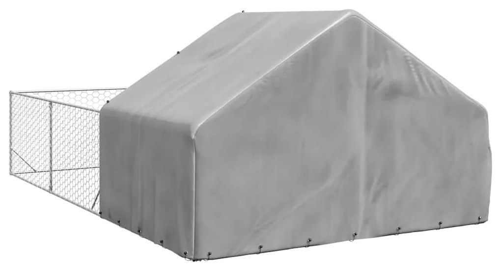 Canil exterior para cães com corredor 6x3x1,9 m aço galvanizado