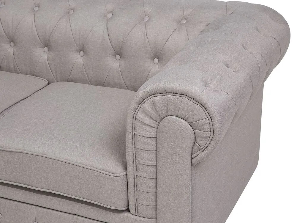 Sofá de canto à esquerda 6 lugares em tecido creme CHESTERFIELD Beliani