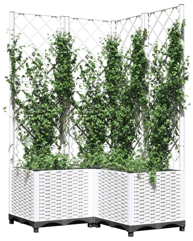 Vaso/floreira de jardim c/ treliça 80x80x136 cm PP branco