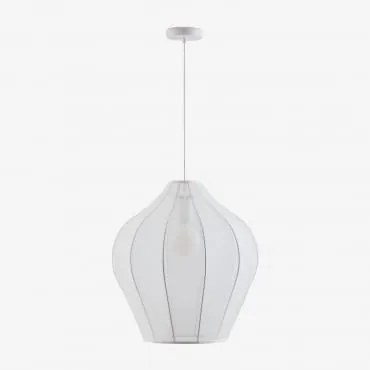 Candeeiro De Teto Belisa Em Metal E Tecido Branco & Ø60 Cm - Sklum