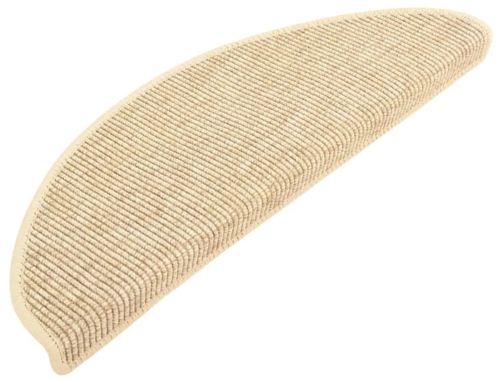 Tapetes escada adesivos aspeto sisal 15pcs 65x21x4 cm bege