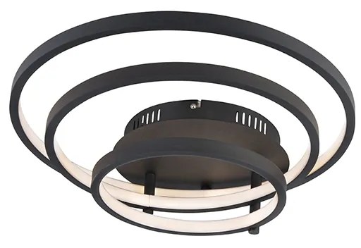 Candeeiro de teto moderno preto com LED e dimmer - Rondas Moderno
