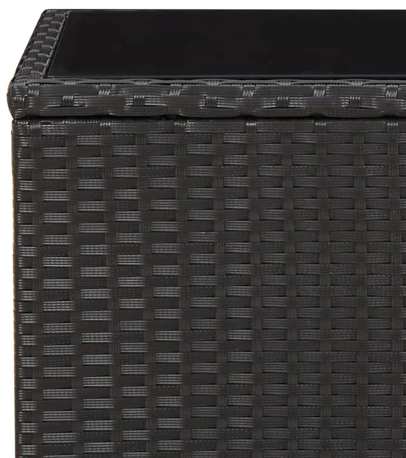 Mesa de centro c/ tampo de vidro vime PE/vidro temperado preto