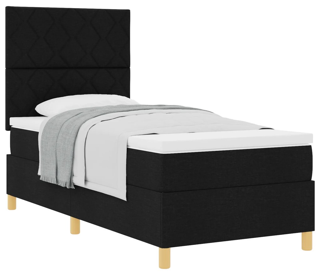 Cama Box com Colchão Preto 90x200 cm Tecido
