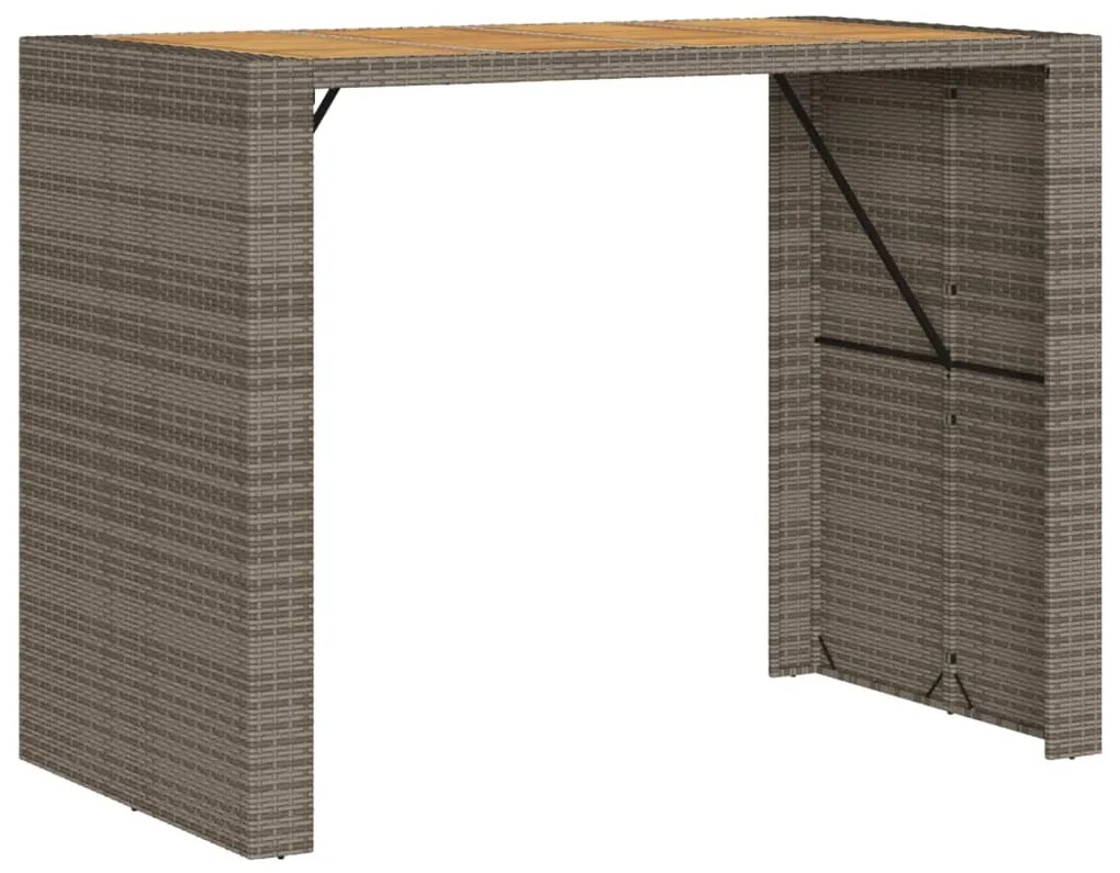 Mesa de bar para jardim com tampo em acácia vime PE cinza