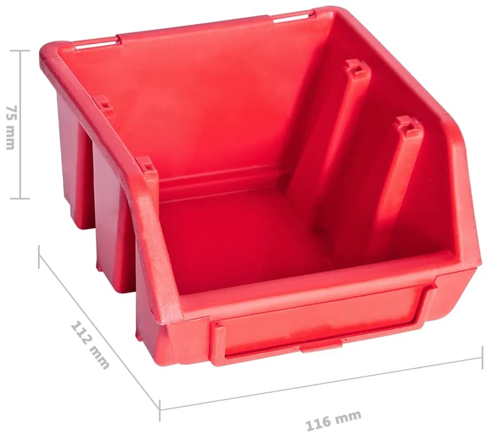 34 pcs kit caixas arrumação c/ painéis parede vermelho e preto