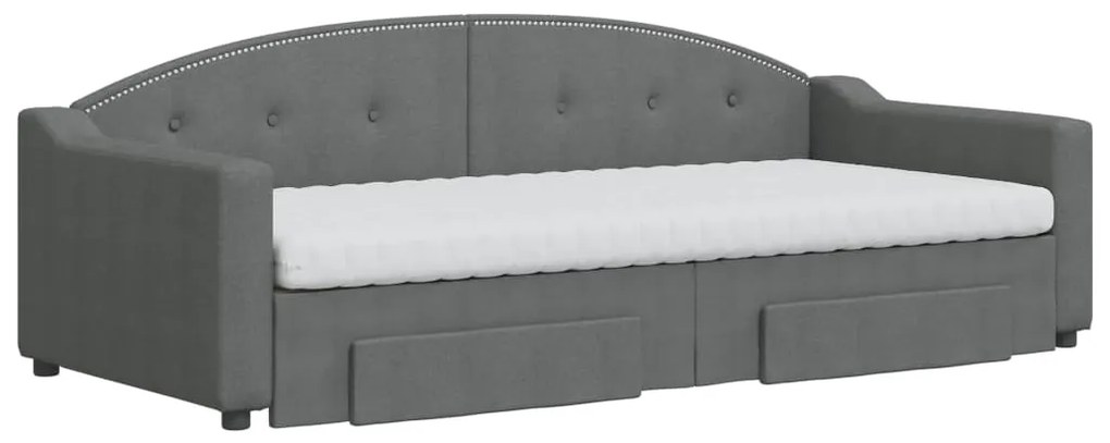 Sofá-cama c/ gavetão e gavetas 90x200 cm tecido cinzento-escuro