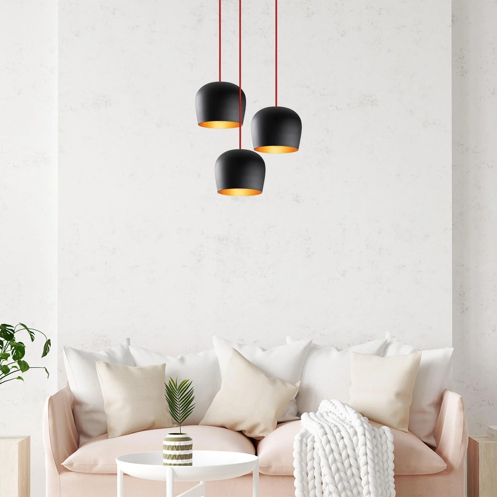 Candeeiro de Teto Berceste – Preto e Vermelho – Diâmetro 48 cm