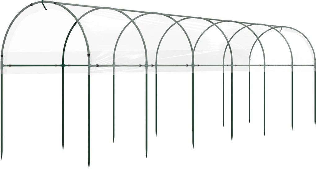 Estufa de jardim para tomates com 7 arcos de aço e cobertura de plástico, 6 x 1,23 x 1,71 m, verde