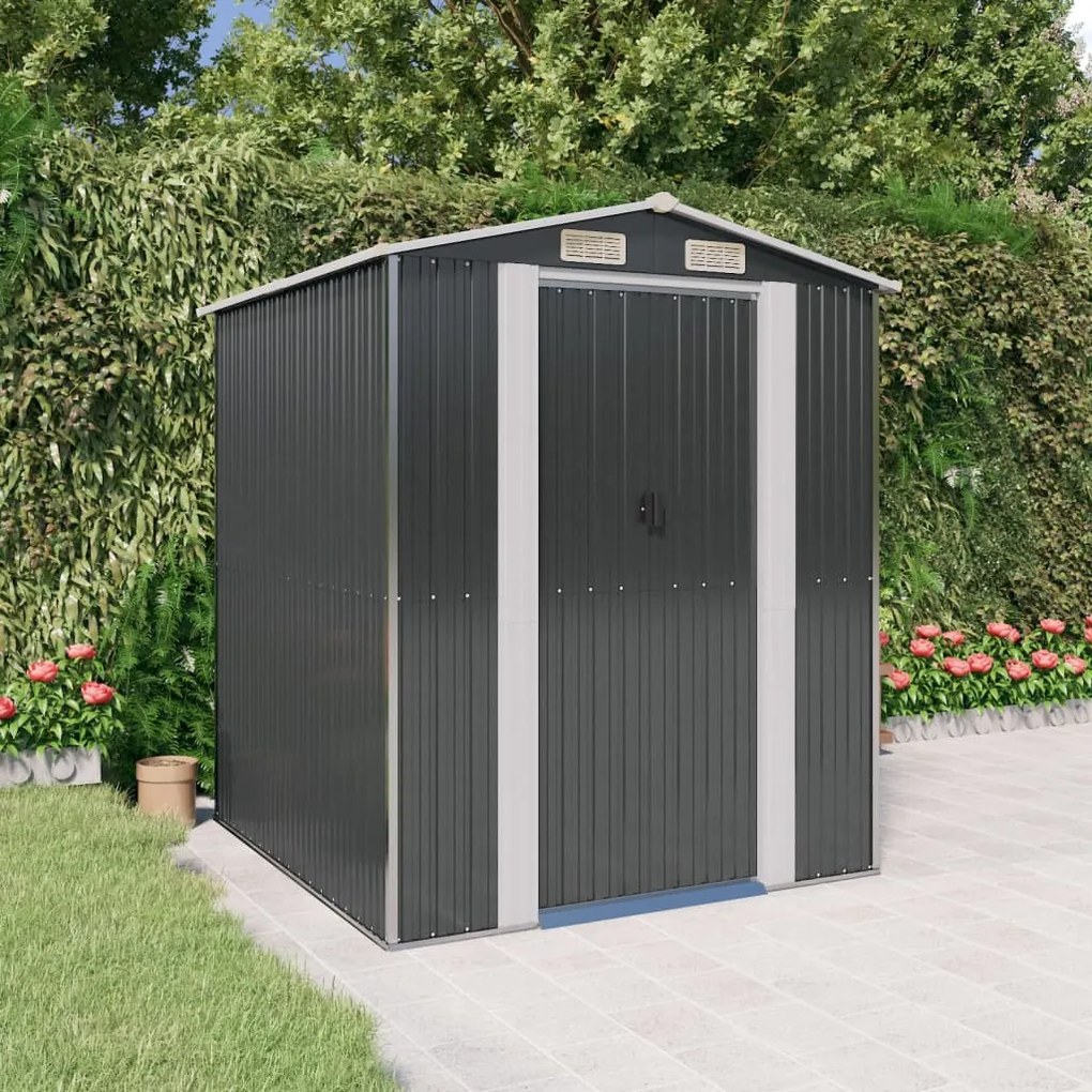 vidaXL Abrigo de jardim 192x191x223 cm aço galvanizado antracite