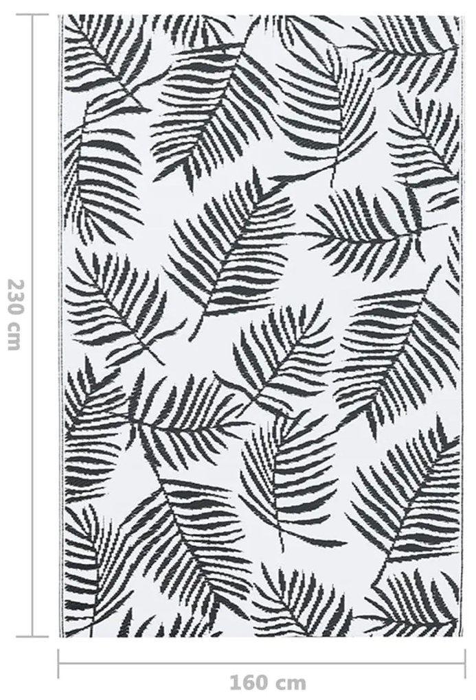 Tapete de exterior 160x230 cm ARAKIL PP branco e preto
