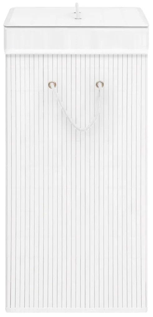 Cesto para roupa suja c/ secção única bambu branco