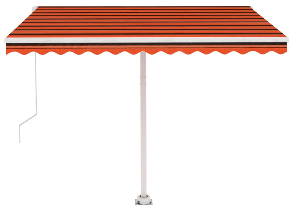 Toldo retrátil manual independente 350x250cm laranja e castanho