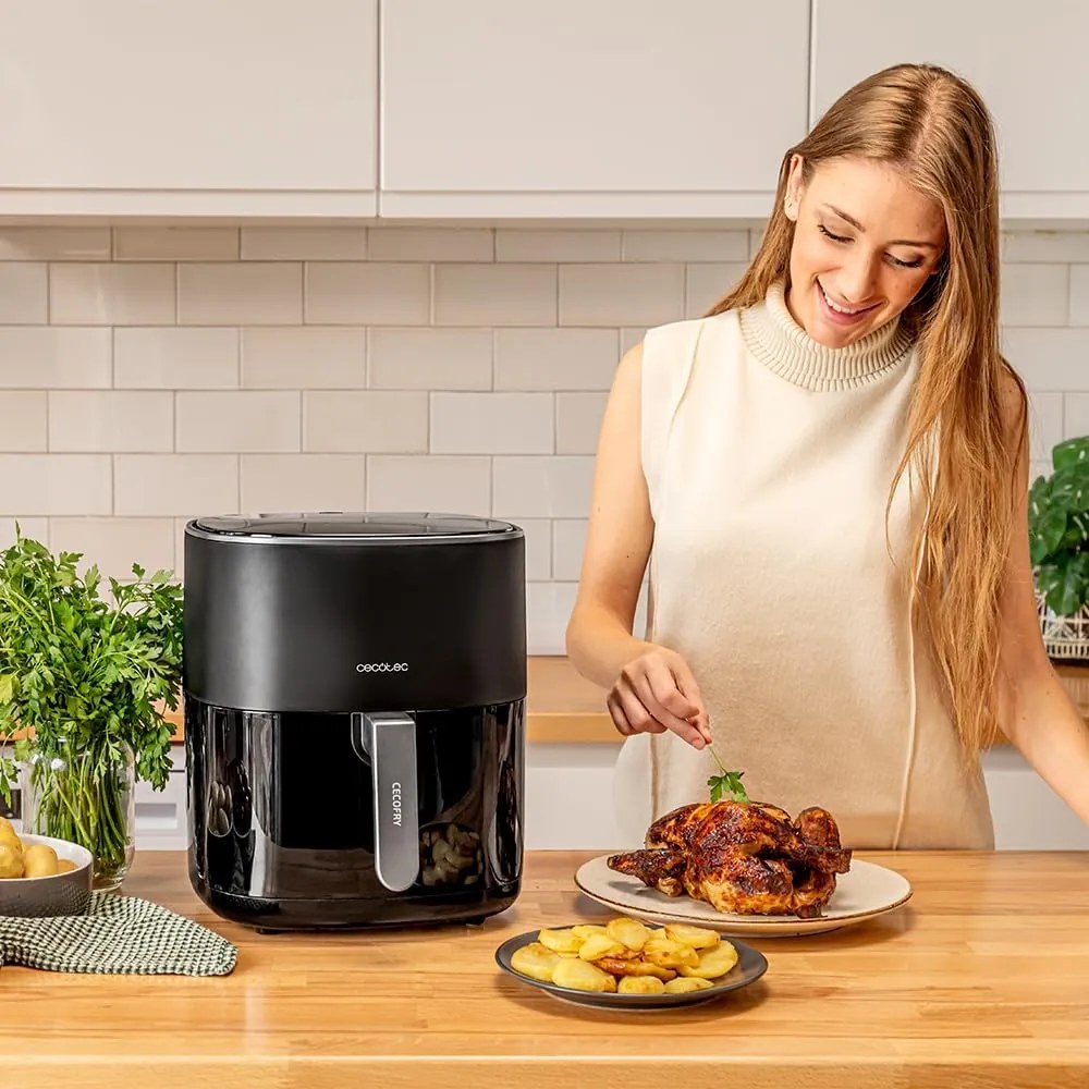 Fritadeira de ar sem óleo de 6'5 l, Cecofry Fantastik 6500. 1700 W, Tecnologia PerfectCook, 12 modos de cozinha, tátil, 80 a 200 °C, Preta