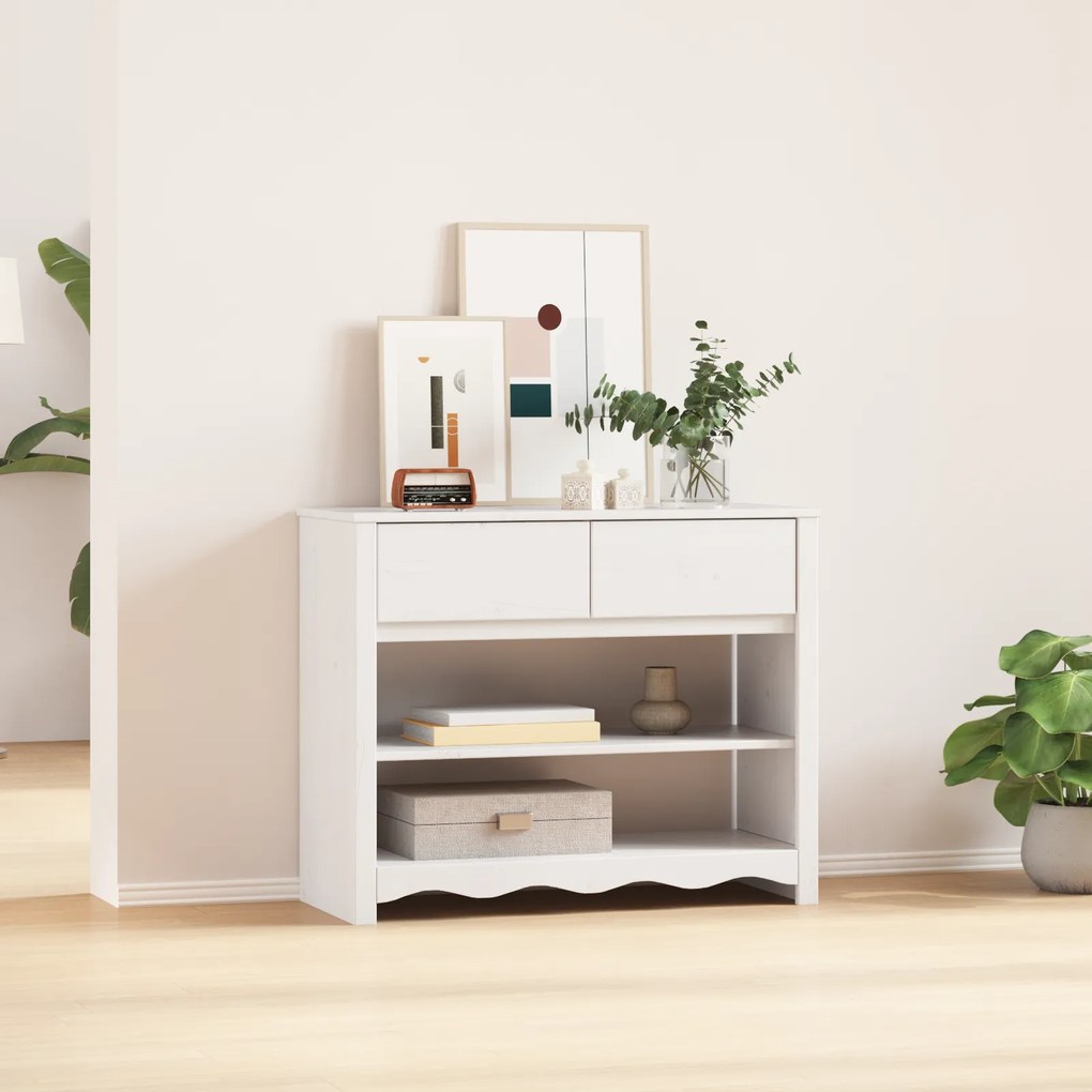 vidaXL Mesa de Console "DRAMMEN" Branca 89,5x37x73 cm Madeira Sólida Pinheiro