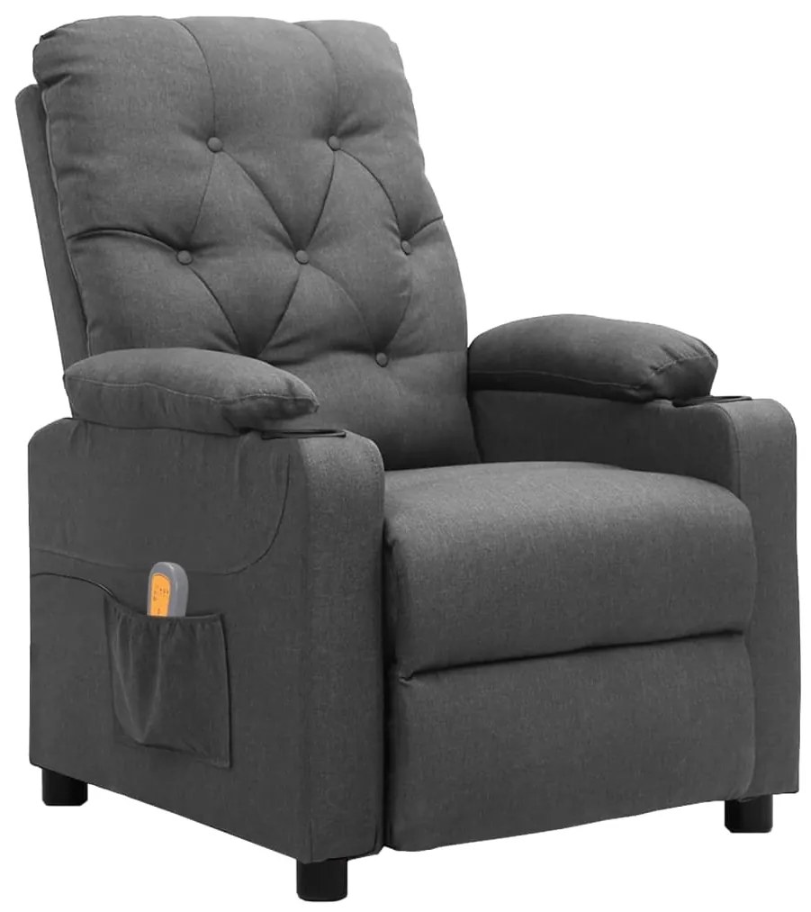 339112 vidaXL Poltrona de massagens tecido cinzento-claro