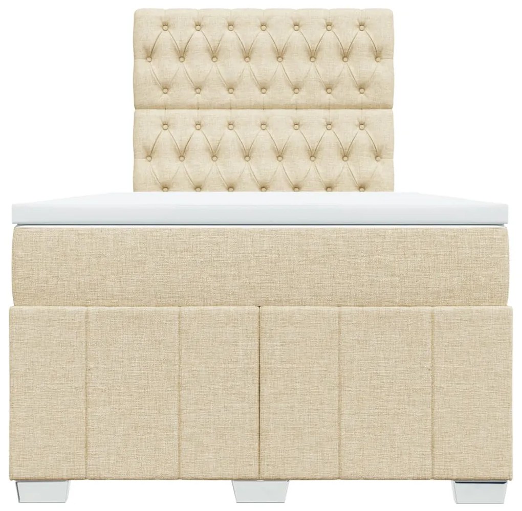 Cama boxspring com colchão 120x190 cm tecido cor creme