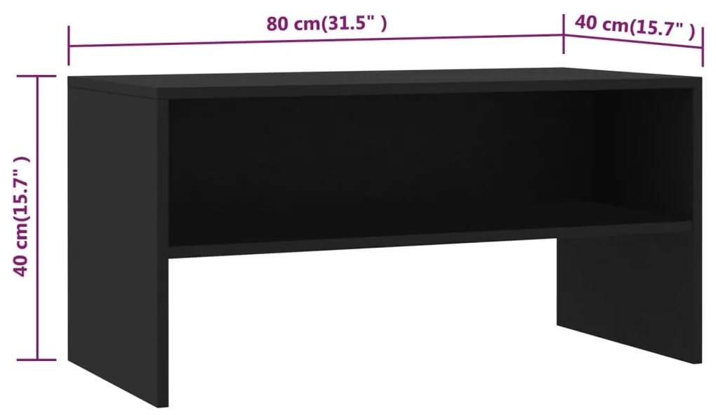 Móvel de TV 80x40x40 cm derivados de madeira preto
