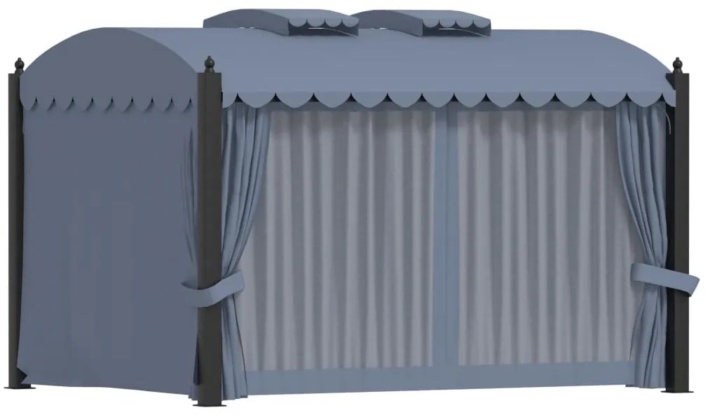 Gazebo com cortinas 3x4 m aço antracite