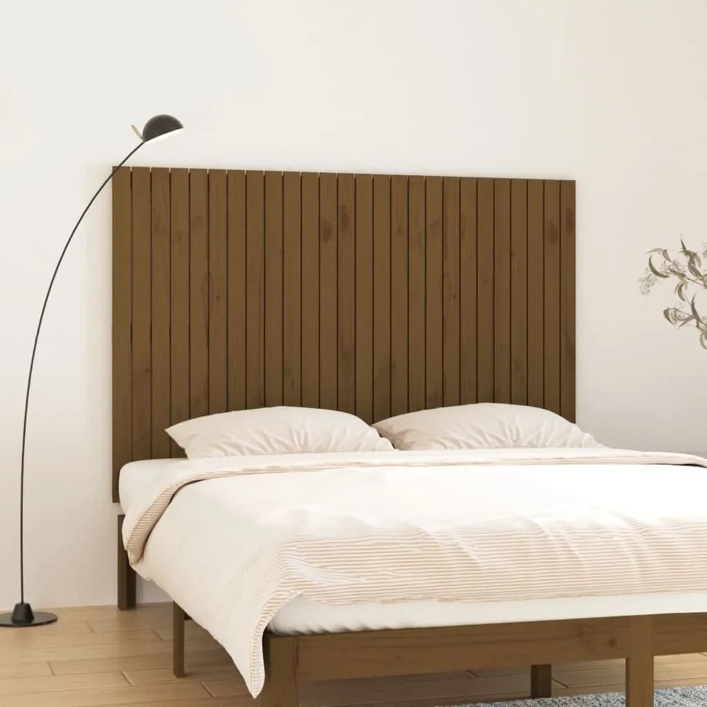 vidaXL Cabeceira de parede 166x3x110 cm pinho maciço castanho-mel