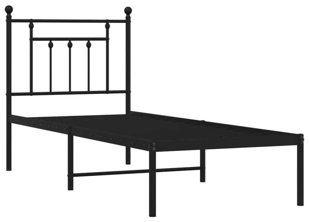 Estrutura de cama metal s/ colchão c/ cabeceira 75x190 cm preto
