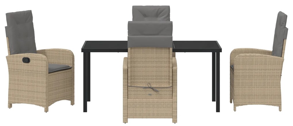 Conjunto de Jantar de Jardim com Almofadas em Rattan Sintético Bege