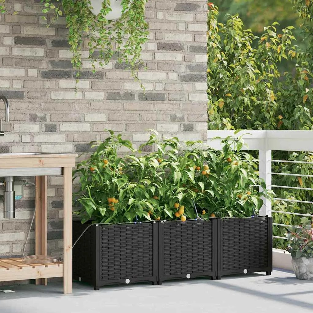 Jardineiras de Jardim 1 pc Preto 120 x 40 x 37.5 cm Plástico