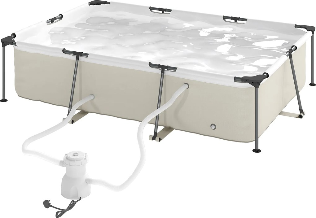 Piscina tubular retangular 316 x 238 x 66,5 cm com bomba de filtragem, 3701 L, em PVC de três camadas, , cinzenta