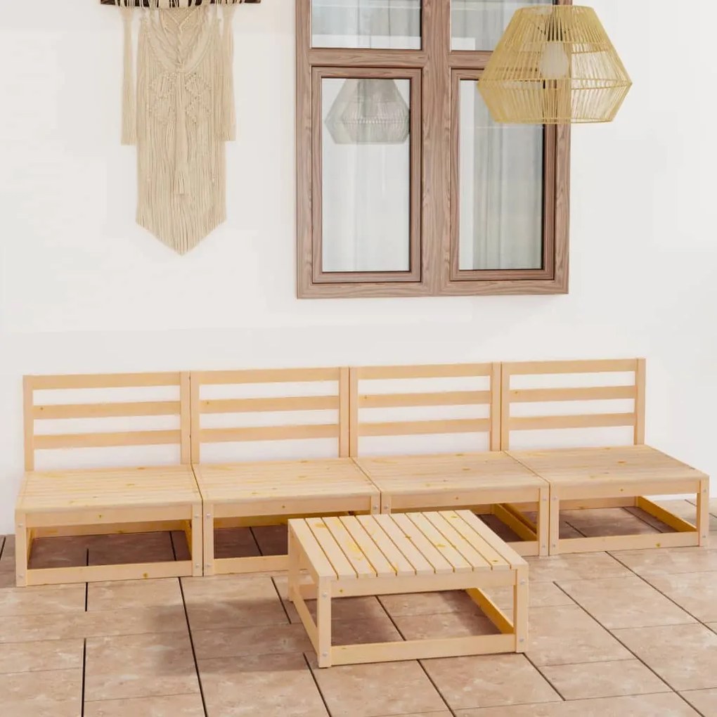 vidaXL 5 pcs conjunto lounge de jardim pinho maciço